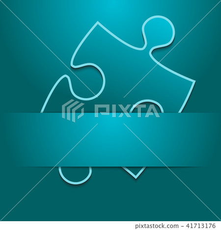 Green Background Puzzle Ribbon. Jigsaw. Gift. - Stock Illustration