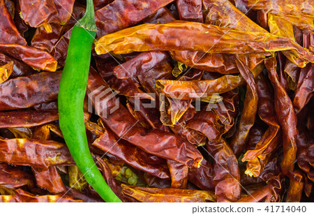 fresh green pod of hot pepper with copy space 41714040