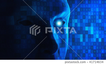 Human eyes on blue background in technology Human eyes on blue background in technology 41714634