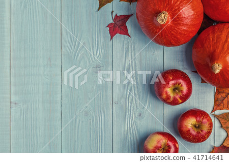 Autumn background with colored leaves pumpkins Autumn background with colored leaves pumpkins 41714641
