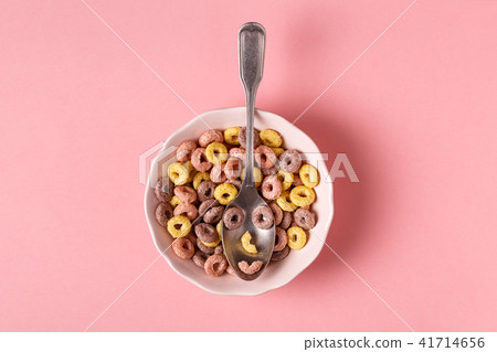 Healthy breakfast with colored grain rings Healthy breakfast with colored grain rings 41714656