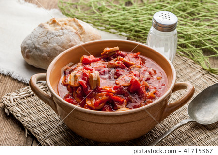 Lecho - stew with peppers, onions and sausages. Lecho - stew with peppers, onions and sausages. 41715367