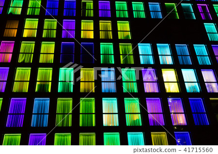 Colored windows texture. Neon light background Colored windows texture. Neon light background 41715560