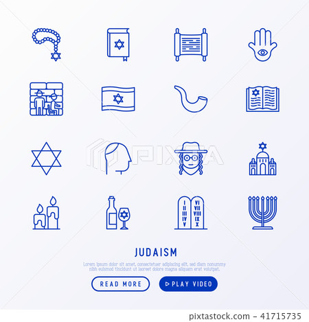 Judaism thin line icons set 41715735