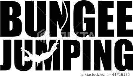 Bungee jumping word with silhouette cutout 41716123