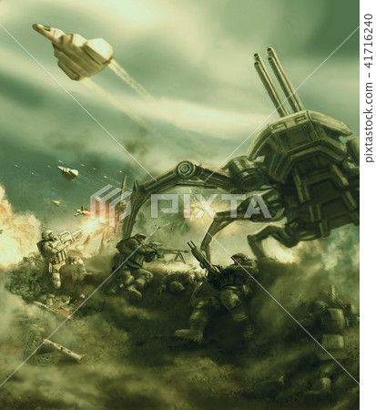 Space infantry repels attack of the spider tank Space infantry repels attack of the spider tank 41716240