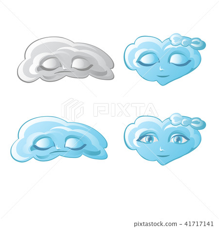 Set of clouds in the shape of human faces isolated on white background. Vector cartoon close-up 41717141