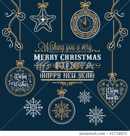 Merry Xmas Lettering composition. Greeting card 41718073