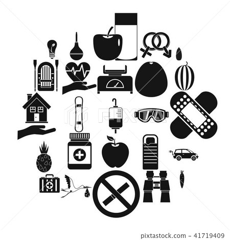 Child health icons set, simple style - Stock Illustration [41719409 ...