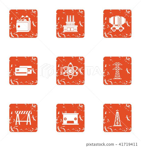Commerce manufacturing icons set, grunge style Commerce manufacturing icons set, grunge style 41719411