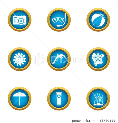 Rest with dolphin icons set, flat style 41719455