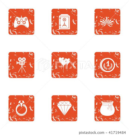 Film adaptation icons set, grunge style Film adaptation icons set, grunge style 41719484