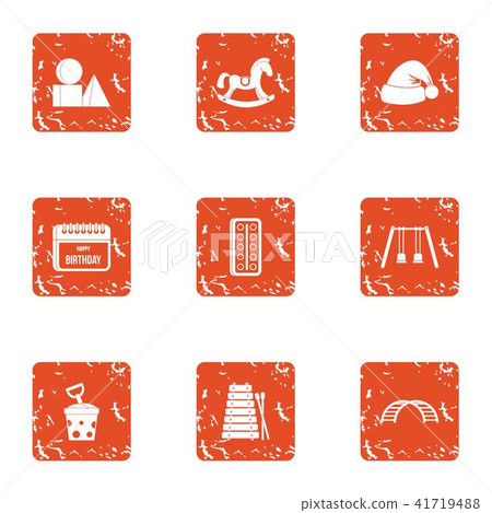 Newborn infant icons set, grunge style 41719488