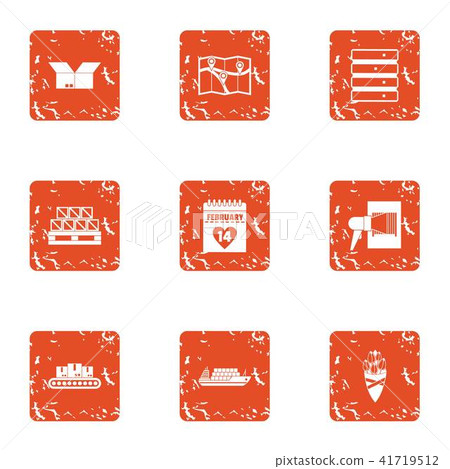 Present delivery icons set, grunge style 41719512
