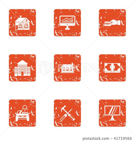 Accommodation icons set, grunge style Accommodation icons set, grunge style 41719568