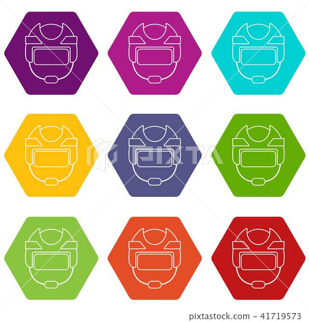 Hockey helmet icons set 9 vector Hockey helmet icons set 9 vector 41719573