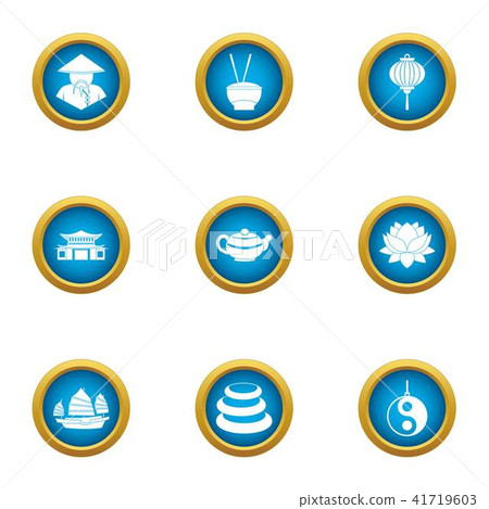 Pan asian icons set, flat style - Stock Illustration [41719603] - PIXTA