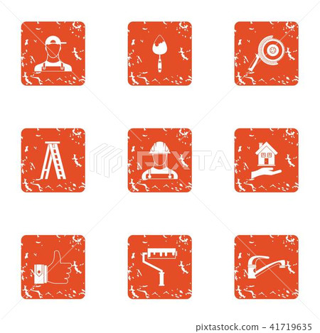 Building plot icons set, grunge style 41719635