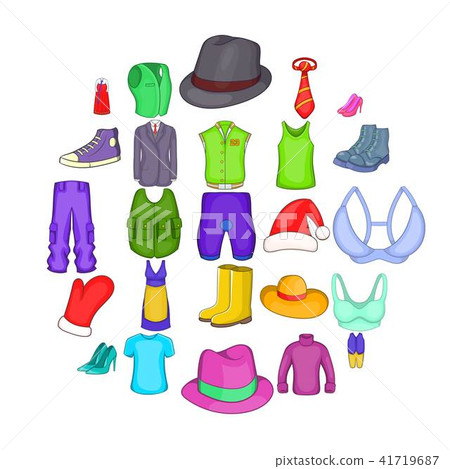 Outerwear icons set, cartoon style 41719687