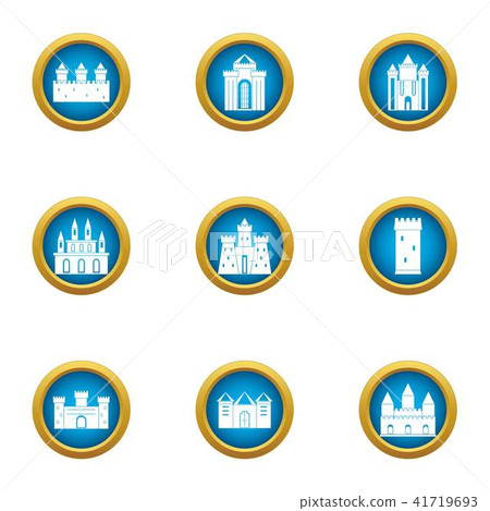 Construction of kingdom icons set, flat style Construction of kingdom icons set, flat style 41719693