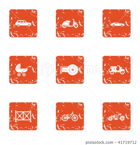 Motor vehicles icons set, grunge style Motor vehicles icons set, grunge style 41719712