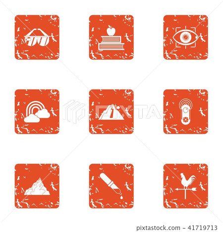 Rainbow place icons set, grunge style Rainbow place icons set, grunge style 41719713
