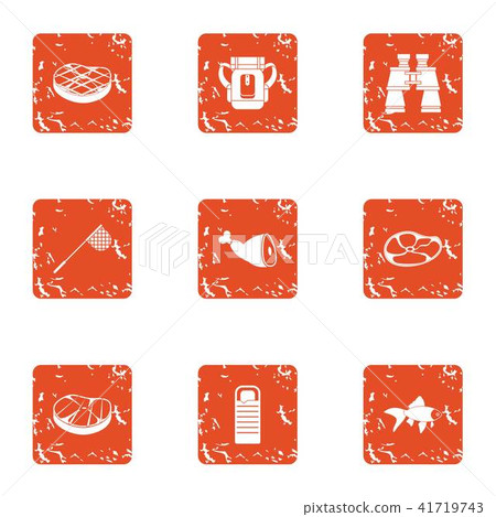 Crusade icons set, grunge style 41719743