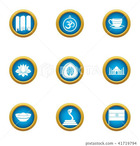 Oriental country icons set, flat style 41719794