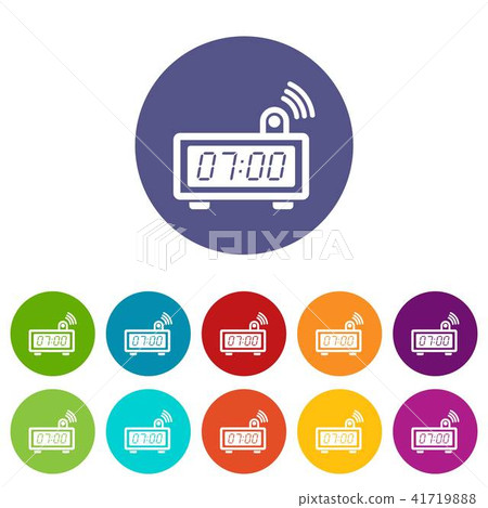 Electronic alarm clock icons set vector color - Stock Illustration ...