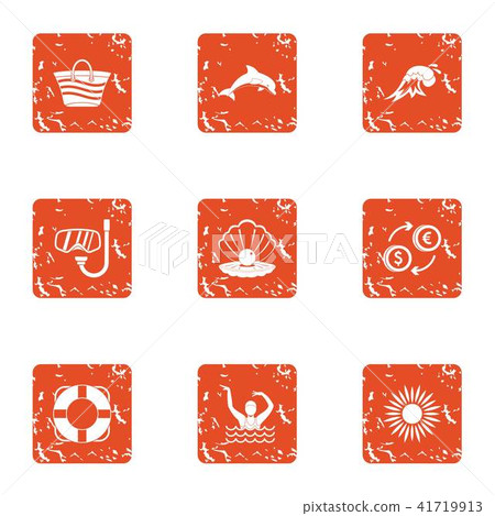 Nearshore money icons set, grunge style Nearshore money icons set, grunge style 41719913