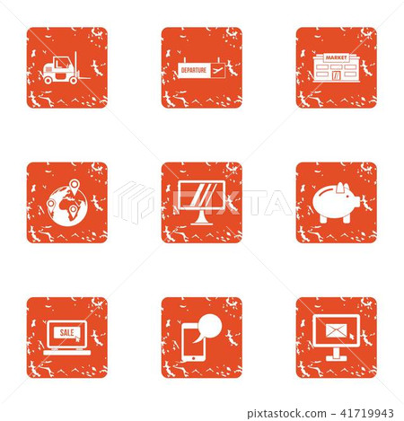 Correspondence icons set, grunge style Correspondence icons set, grunge style 41719943