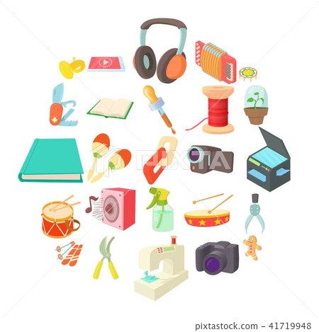 Video hobby icons set, cartoon style 41719948