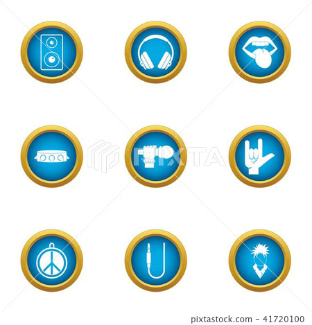 Music of the past icons set, flat style Music of the past icons set, flat style 41720100