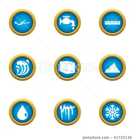 Piece of ice icons set, flat style Piece of ice icons set, flat style 41720136