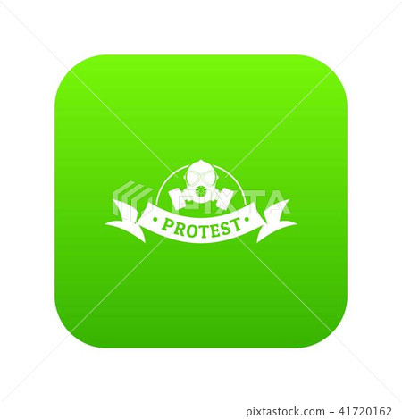 Protester gas mask icon green vector Protester gas mask icon green vector 41720162