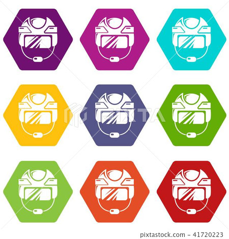 Hockey helmet icons set 9 vector Hockey helmet icons set 9 vector 41720223