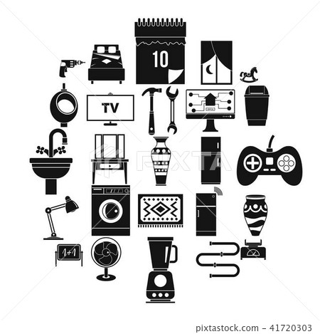 Sleeping quarters icons set, simple style 41720303