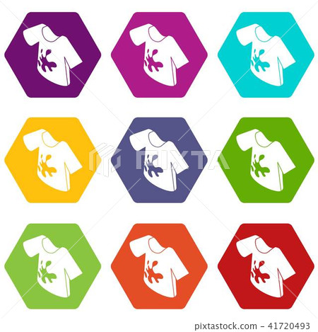 Dirty tshirt icons set 9 vector 41720493