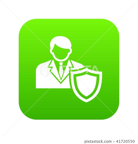 Businessman protection icon green vector 41720550