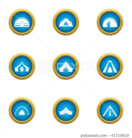 Tent city icons set, flat style Tent city icons set, flat style 41720610