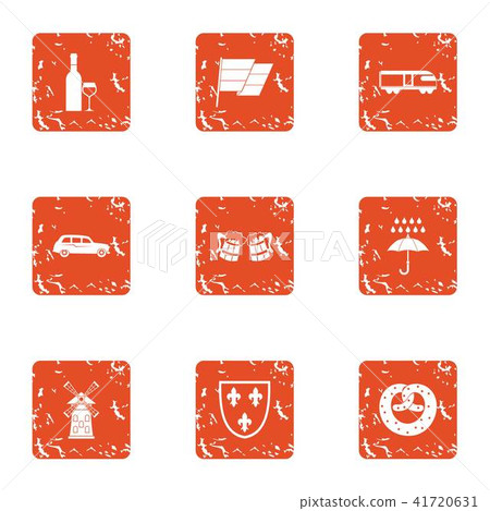 Auberge icons set, grunge style Auberge icons set, grunge style 41720631
