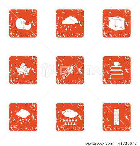 Fall down icons set, grunge style Fall down icons set, grunge style 41720678