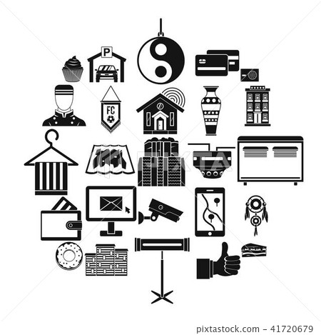 Lodge icons set, simple style 41720679