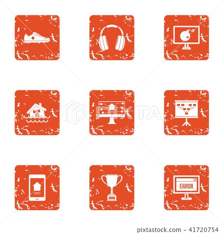 Programmer reward icons set, grunge style Programmer reward icons set, grunge style 41720754