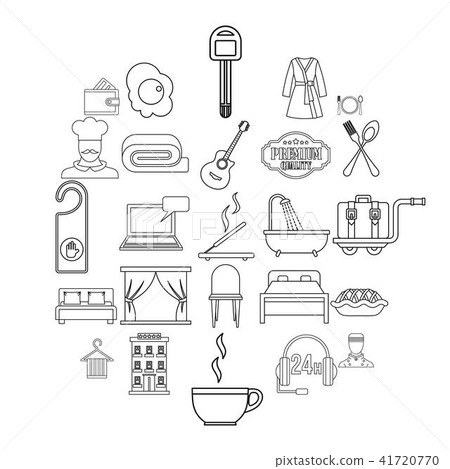 Hostel icons set, outline style Hostel icons set, outline style 41720770