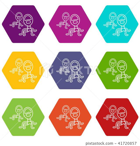Protozoan virus icons set 9 vector 41720857