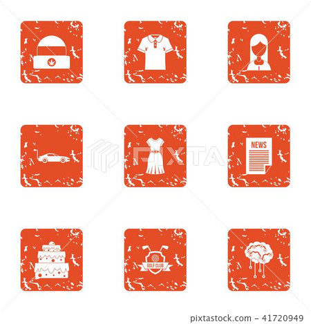 Athletic club house icons set, grunge style 41720949