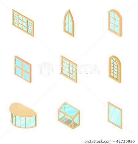 Window display icons set, isometric style 41720980