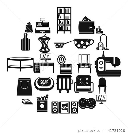 Domesticity icons set, simple style Domesticity icons set, simple style 41721028