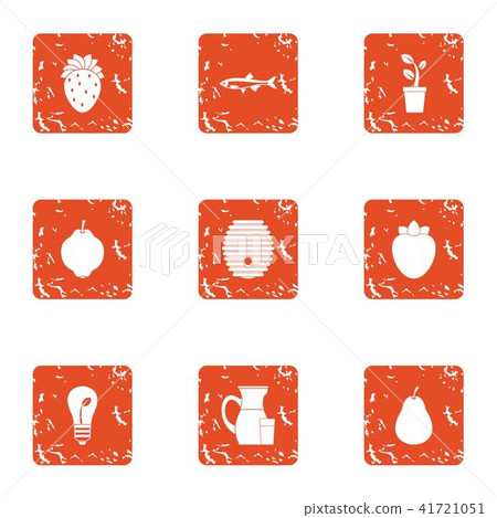 Artificial cultivation icons set, grunge style Artificial cultivation icons set, grunge style 41721051